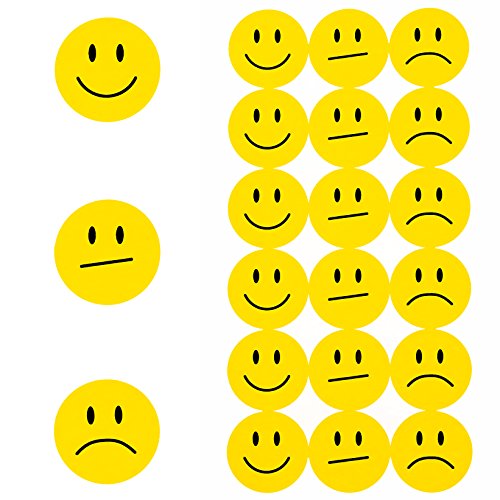 Oblique-Unique® 180 Gelbe Smiley Face Sticker ø 2cm - Lächeln - Neutral - Traurig -
