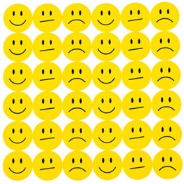 Oblique-Unique® 180 Gelbe Smiley Face Sticker ø 2cm - Lächeln - Neutral - Traurig -
