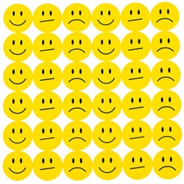 Oblique-Unique® 180 Gelbe Smiley Face Sticker ø 2cm - Lächeln - Neutral - Traurig -