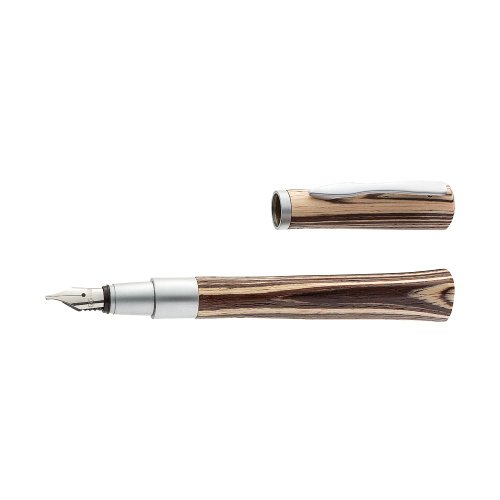 Online 37712 Kalligrafie-Füllhalter Newood, 1.4 mm, Griffstücke 0.8 und 1.8 mm, Tintenglas mit brauner Tinte und Konverter, Bamboo Box, holz -