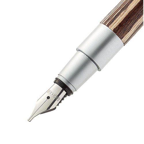Online 37712 Kalligrafie-Füllhalter Newood, 1.4 mm, Griffstücke 0.8 und 1.8 mm, Tintenglas mit brauner Tinte und Konverter, Bamboo Box, holz -