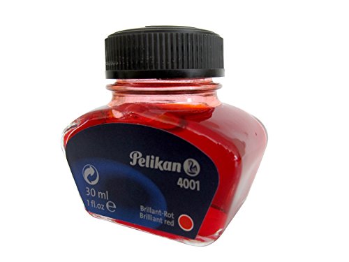Pelikan 301036 Tintenglas Brillant Tinte 4001, 30 ml, 1 Stück, rot -