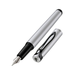 Pelikan 929752 Stola III Patronenfüllhalter in Röhrenetui, Feder M, silber -