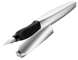 Pelikan 947366 Twist Füllhalter (Universell für Rechts- und Linkshände) silber -