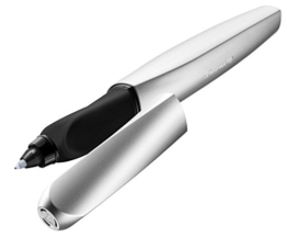 Pelikan R457 Tintenroller Twist in Faltschachtel, universell für Rechts- und Linkshänder, silber -