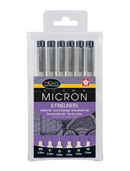 PIGMA MICRON Fineliner SET (6 Stifte, schwarz) -