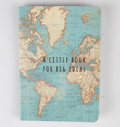Sass & Belle Ideen-Notizbuch, Vintage-Design mit Weltkartenmotiv, mehrfarbig -