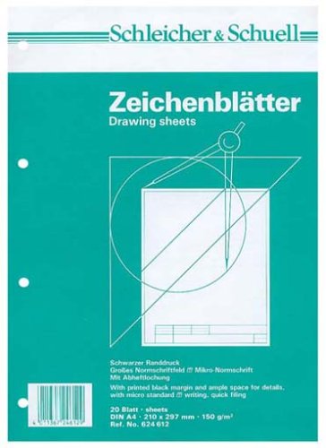 Schleicher & Schuell 624612 - Zeichenpapier A4 20 Blatt mit Rahmen -