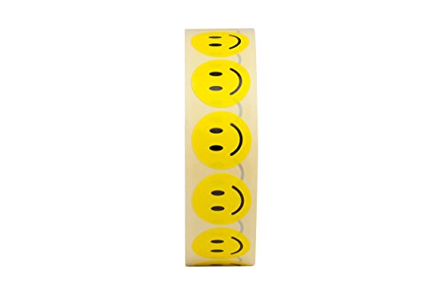 Smiley Aufkleber Rund 25mm Gelbe Runde Etiketten Smiley Sticker 25mmn - 1,000 Stück -