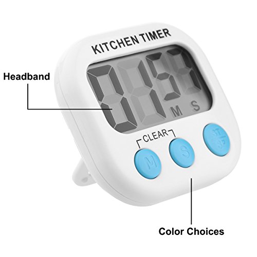 Sminiker 2 Pakete von Digitalem Küchentimer Kochentimer Uhren,countdown timer,Großer LCD-Bildschrim , Magnetische Rückseite, Anhänger & Faltständer. Batterien Inklusiv -