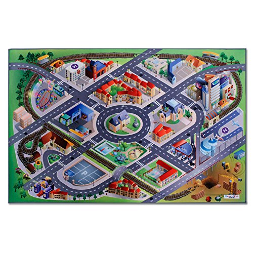 Spielmatte In der City | Straßen und Häuser | Phthalat-frei | erweiterbar zu einer riesigen Spiellandschaft | 100 x 150 cm -