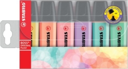 STABILO 70/6-2 Textmarker - STABILO BOSS ORIGINAL Pastel - 6er Pack - 6 Farben -