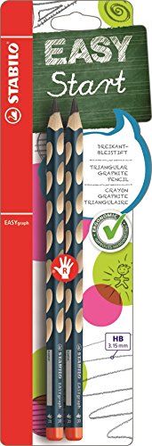 Stabilo B-39890-10 EASYgraph Ergonomischer Dreikant-Bleistift (HB, für Rechtshänder) 2er Blister -