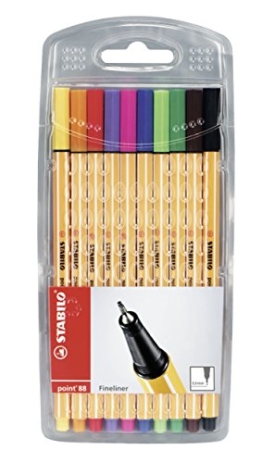 STABILO point 88  Fineliner 10er Etui Standardfarben - sortiert -