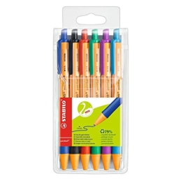 STABILO pointball 6er Etui - Kugelschreiber mit Druckmechanik aus 79% recyceltem Kunststoff + Refill -