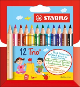 STABILO Trio dick 12er Kartonetui kurz - Dreikant-Buntstift -