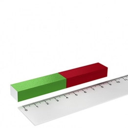 Stabmagnet für Schulungen und Experimente - 100x15x10 Quader - Rot / Grün -