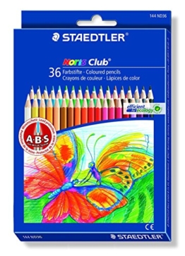 Staedtler 144 ND36 Buntstifte Noris Club (erhöhte Bruchfestigkeit, sechskant, Set mit 36 brillanten Farben, ABS-System, kindgerecht nach DIN EN71, umweltfreundliches PEFC-Holz, Made in Germany) -