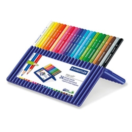 Staedtler 157 SB24 Buntstifte ergo soft (erhöhte Bruchfestigkeit, dreikant, Set mit 24 brillanten Farben, ABS-System, rutschfeste Soft-Oberfläche, kindgerecht nach DIN EN71, FSC-Holz, Made in Germany) -