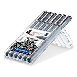 Staedtler 308 SB6P Fineliner pigment liner Set (mit 6 Linienbreiten, hohe Qualität Made in Germany, Pigmenttinte, dokumentenecht, lichtbeständig) schwarz -