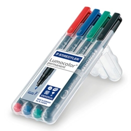 Staedtler 318 WP4 Feinschreiber Universalstift Lumocolor permanent, Staedtler Box mit 4 Farben -