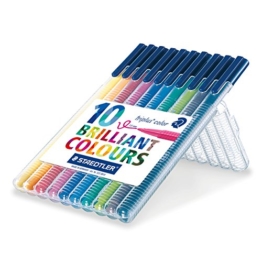 Staedtler 323 SB10 Filzstifte (triplus color, dreikant, Set mit 10 brillanten Farben, hohe Qualität, Made in Germany, CE - kindgerecht DIN EN-71, stabile, eindrucksichere Spitze, Linienbreite ca. 1 mm) -