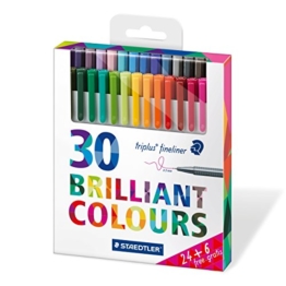 Staedtler 334 C30P Fineliner triplus (dreikant, Set mit 30 brillanten Farben, hohe Qualität Made in Germany, superfeine, metallgefasste Spitze, Linienbreite ca. 0,3 mm) -