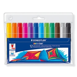 Staedtler 340 WP12 Noris Club Jumbo Fasermaler, 12 Farben im Etui -