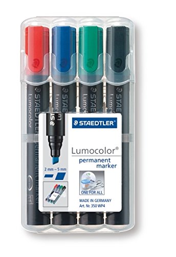 Staedtler 350 WP4 Permanentmarker Lumocolor , nachfüllbar, Staedtler Box mit 4 Farben -