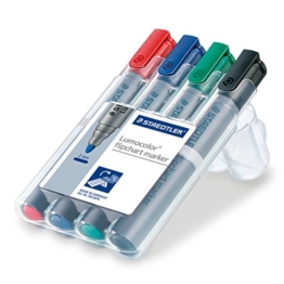 Staedtler 356 WP4 Lumocolor flipchart marker, 4 Stück in aufstellbarer Staedtler Box, farblich sortiert -