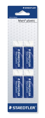 Staedtler 52650BK4DA Mars plastic Radiergummi (4 Stück im Set, Premium-Qualität Made in Germany, geringe Krümelbildung, erstklassige Radierergebnisse, kein Abfärben, absolut alterungsbeständig) -