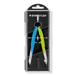 Staedtler Mars Comfort Zirkel, Geometriezirkel, Etui mit Klappdeckel, neon blau-grün, 556 00-N1 -