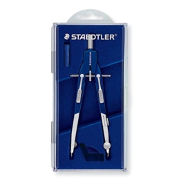 Staedtler Mars Comfort Zirkel, Schnellverstellzirkel mit Drucktasten, Etui mit Klappdeckel, blau-silber, 552 01 -