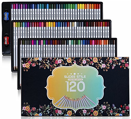 SUDEE STILE Buntstiefte 120 Einzigartige Farben (keines Duplikat) Bleibstifte Farbestifte Set mit Kasten -