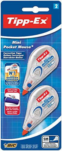 Tipp-Ex Korrekturroller Mini Pocket Mouse, 5 m x 5 mm, Blister à 2 Stück, weiß -