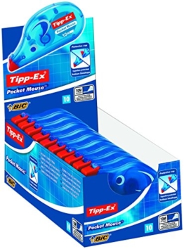 Tipp-Ex Korrekturroller Pocket Mouse, mit Bandschutzkappe, 10 m x 4.2 mm, Displaybox à 10 Stück -