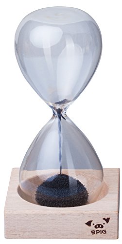 VENKON - Kreative Magnet Sanduhr aus mundgeblasenem Glas mit magnetischem Holzständer - Laufdauer: ca. 30 sek. -
