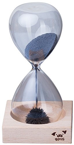 VENKON - Kreative Magnet Sanduhr aus mundgeblasenem Glas mit magnetischem Holzständer - Laufdauer: ca. 30 sek. -