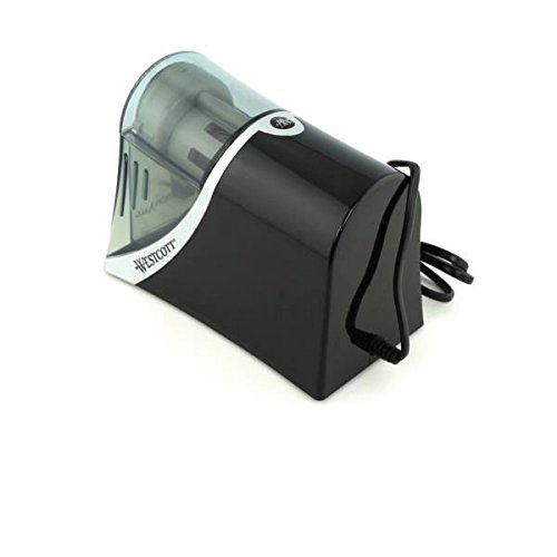 Westcott E-15509 00 iPoint Axis Elektrischer Anspitzer mit automatischem Spitz-Stopp, 6 verschiedene Öffnungen, grau/schwarz -