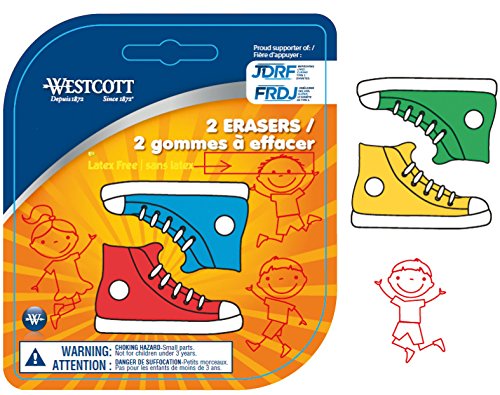 Westcott E-66060 00 Radierer Sneaker, 2-er Packung, farblich sortiert -