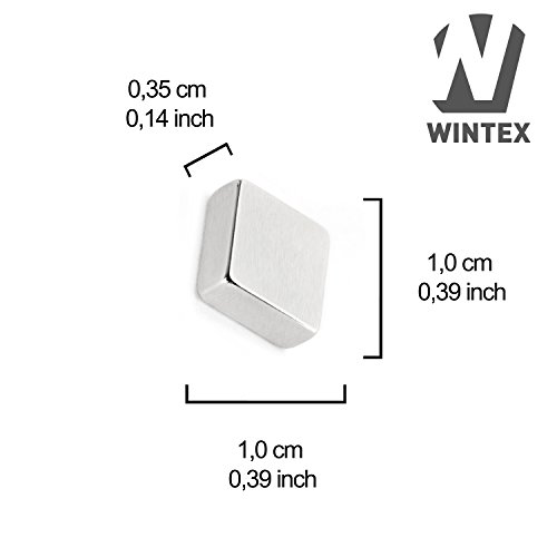 WINTEX 12 Neodym Magnete (10 x 10 x 4 mm) mit sehr starker Haftung für Glas-Magnetboards, Magnettafeln, Kühlschränke | 2 Jahre Zufriedenheitsgarantie | Kühlschrankmagnet -