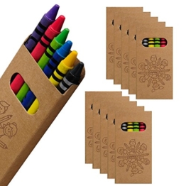 WPRO Kids Wachsmalstifte 10-er Set | Gastgeschenk Kindergeburtstag Mitgebsel | Crayons in 6 Farben | Stifte für Jungen & Mädchen braun -