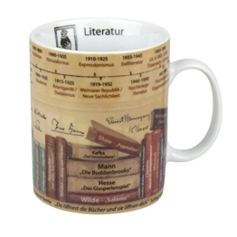 Könitz K1153301625 Kaffee-/Wissensbecher "Literatur" im Geschenkkarton, Porzellan, 12 x 9 x 11 cm, mehrfarbig -